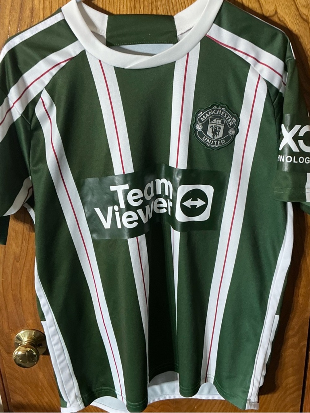 Manchester United Green TeamViewer Soccer Jersey